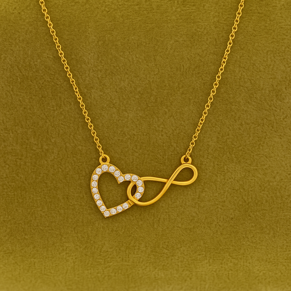 Infinity Heart Necklace 925 Sterling Silver Yellow Plated