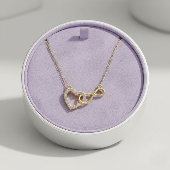 Infinity Heart Necklace 925 Sterling Silver Yellow Plated