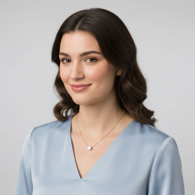 Classic Solitaire Necklace 925 Sterling Silver Yellow Plated