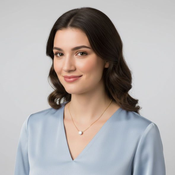 Classic Solitaire Necklace 925 Sterling Silver Yellow Plated