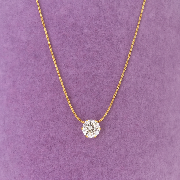 Classic Solitaire Necklace 925 Sterling Silver Yellow Plated