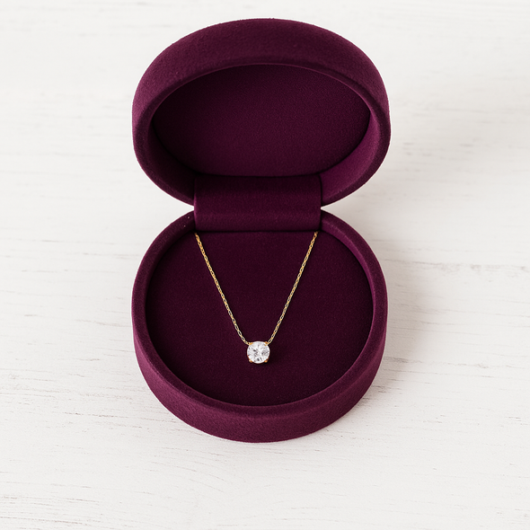 Classic Solitaire Necklace 925 Sterling Silver Yellow Plated