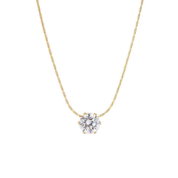 Classic Solitaire Necklace 925 Sterling Silver Yellow Plated