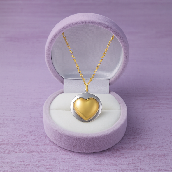 Golden Heart Two-Tone Necklace 925 Sterling Silver Yellow Plated