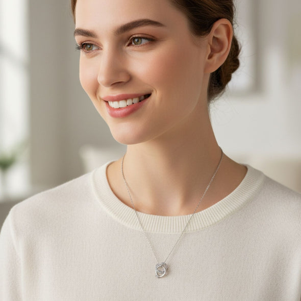 Interlocking Heart Pendant Necklace 925 Sterling Silver