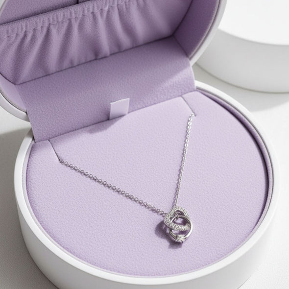 Interlocking Heart Pendant Necklace 925 Sterling Silver