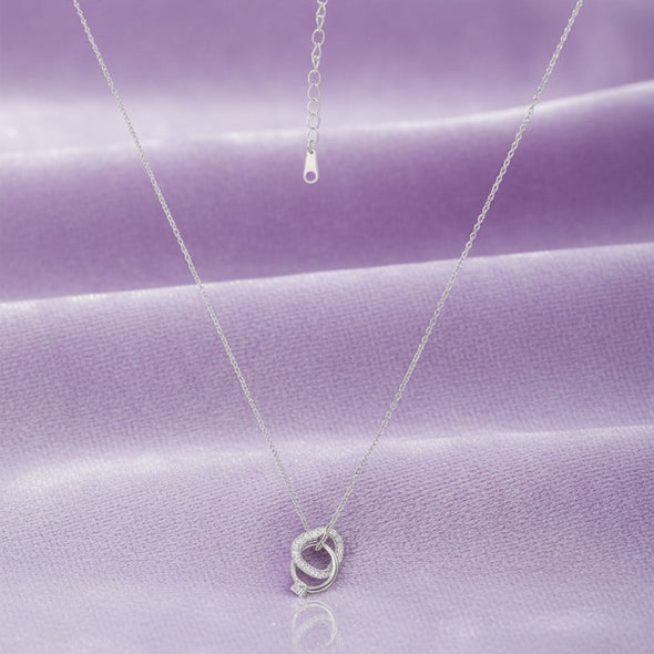 Interlocking Heart Pendant Necklace 925 Sterling Silver