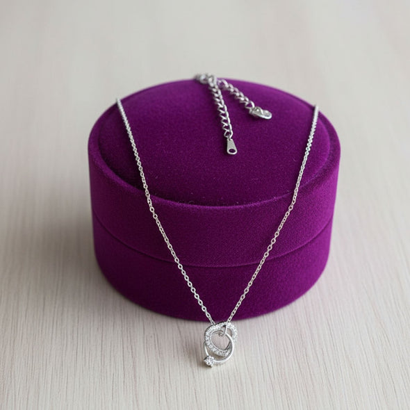 Interlocking Heart Pendant Necklace 925 Sterling Silver