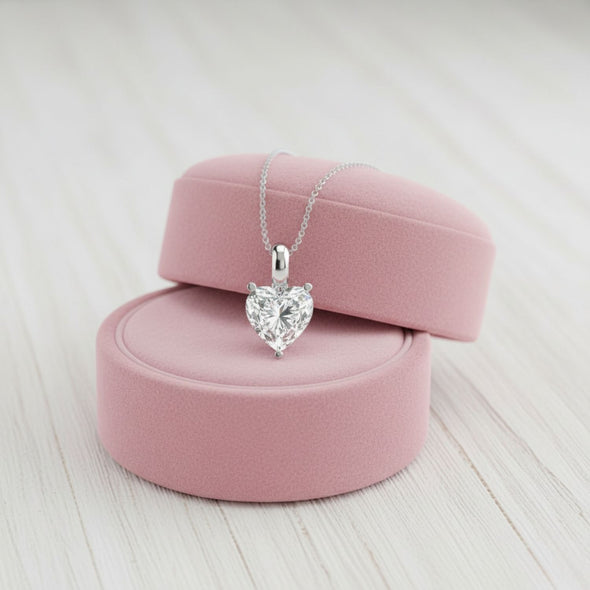 Heart-Shaped Solitaire Pendant Necklace 925 Sterling Silver