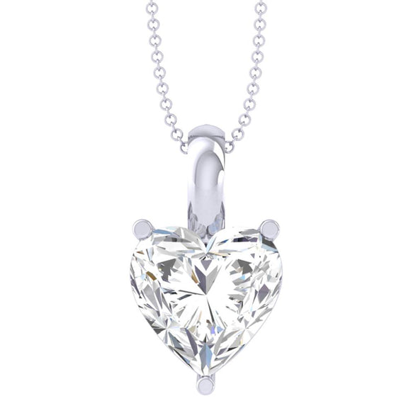 Heart-Shaped Solitaire Pendant Necklace 925 Sterling Silver