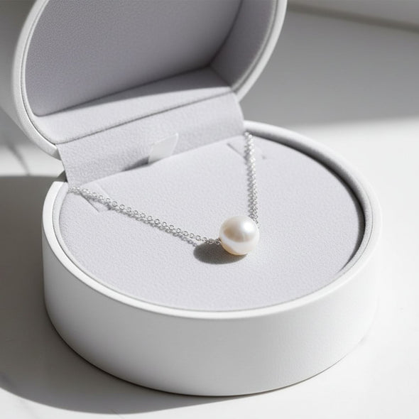 Classic Single Pearl Minimalist Necklace925 Sterling Silver