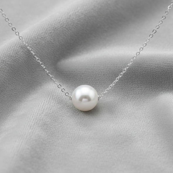 Classic Single Pearl Minimalist Necklace925 Sterling Silver