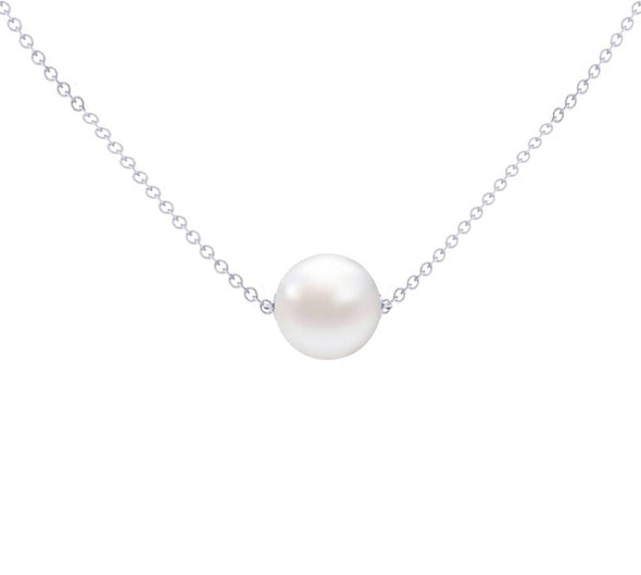 Classic Single Pearl Minimalist Necklace925 Sterling Silver