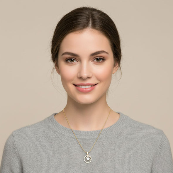 Circle of Sparkle Necklace 925 Sterling Silver Yellow Plated