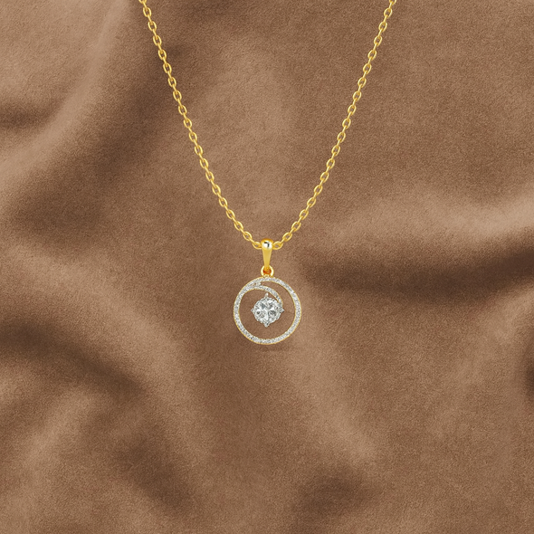 Circle of Sparkle Necklace 925 Sterling Silver Yellow Plated