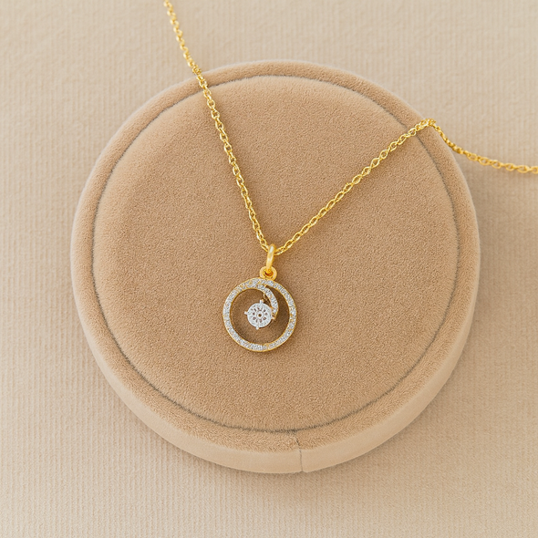 Circle of Sparkle Necklace 925 Sterling Silver Yellow Plated