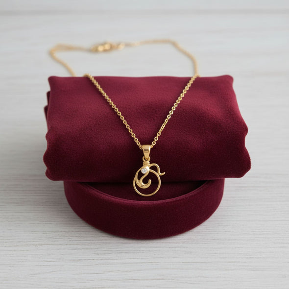 Artistic Swirl Pendant Necklace 925 Sterling Silver Yellow Plated