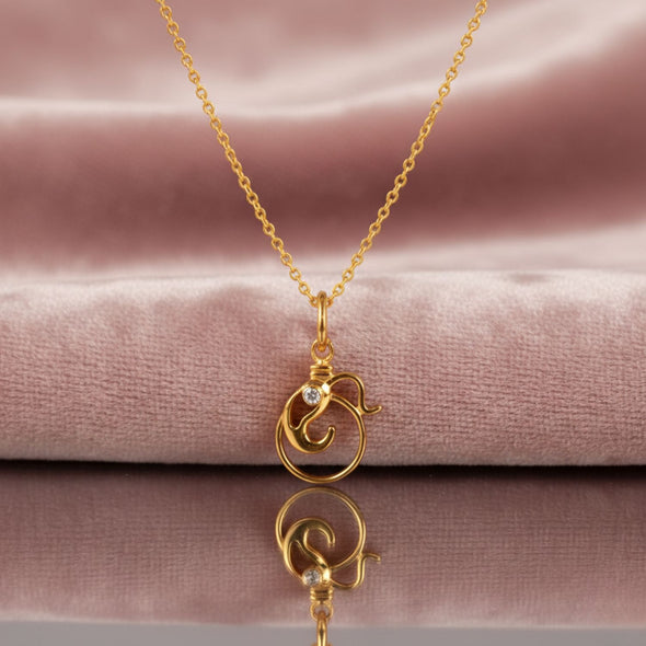 Artistic Swirl Pendant Necklace 925 Sterling Silver Yellow Plated