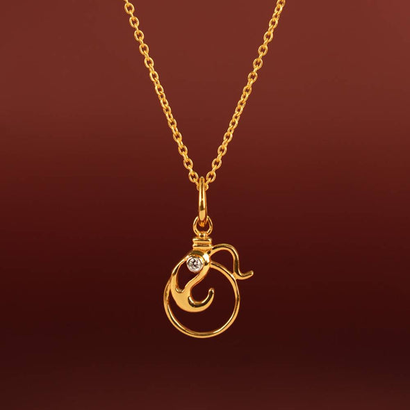 Artistic Swirl Pendant Necklace 925 Sterling Silver Yellow Plated