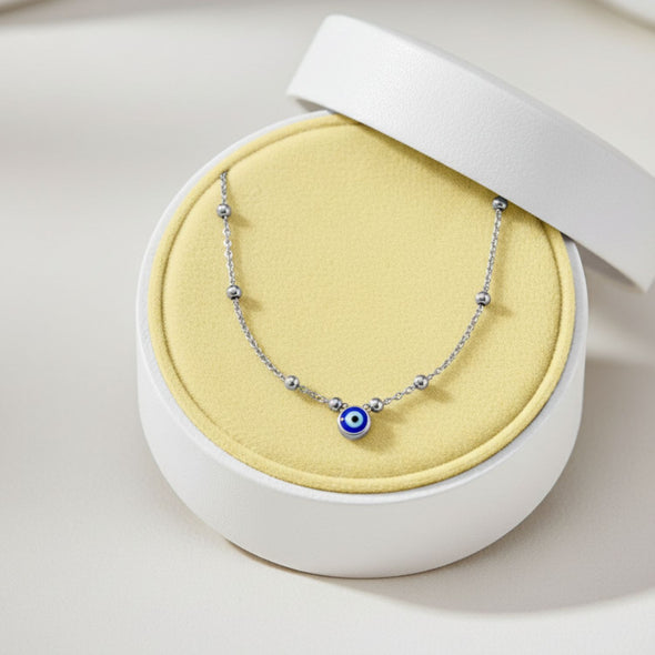 Evil Eye Station Necklace 925 Sterling Silver