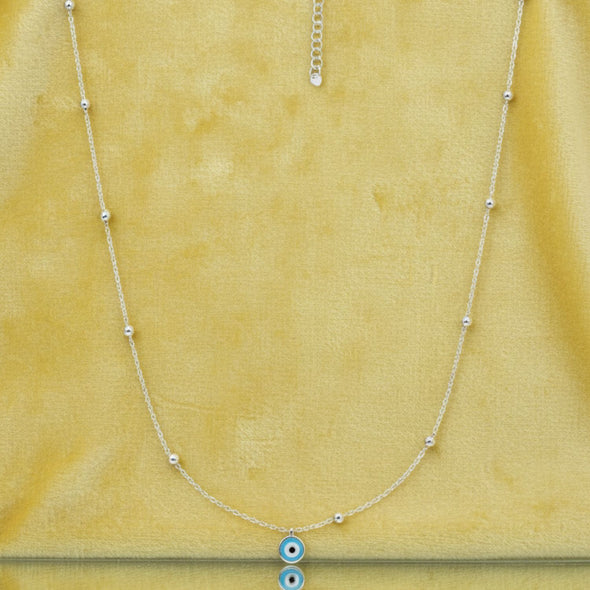 Evil Eye Station Necklace 925 Sterling Silver