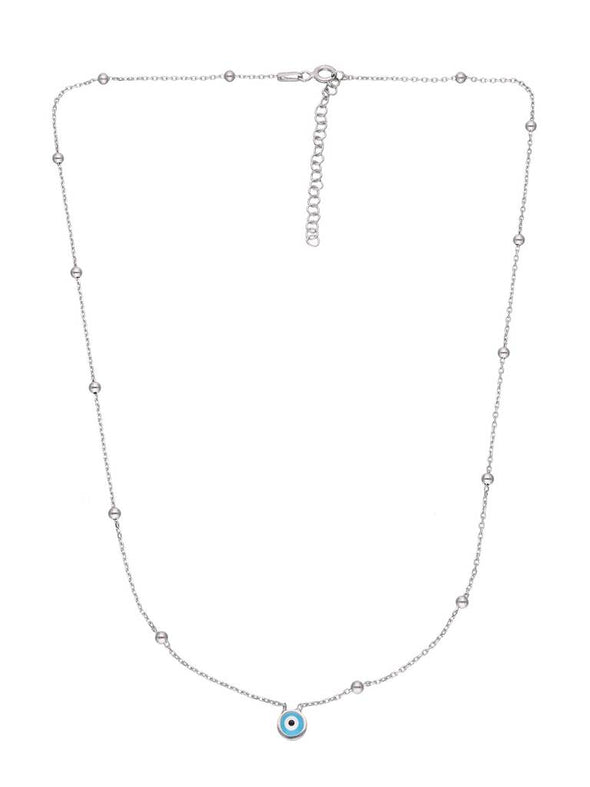 Evil Eye Station Necklace 925 Sterling Silver