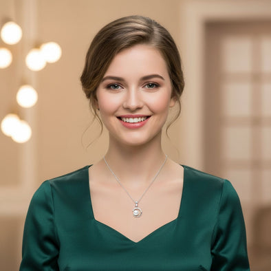 Modern Pearl Circle Pendant Necklace 925 Sterling Silver