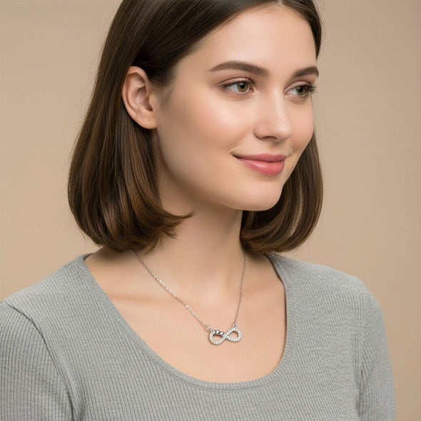 White Cz Infinity Heart Necklace 925 Sterling Silver