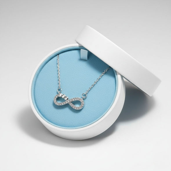 White Cz Infinity Heart Necklace 925 Sterling Silver