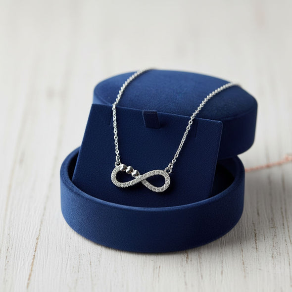White Cz Infinity Heart Necklace 925 Sterling Silver