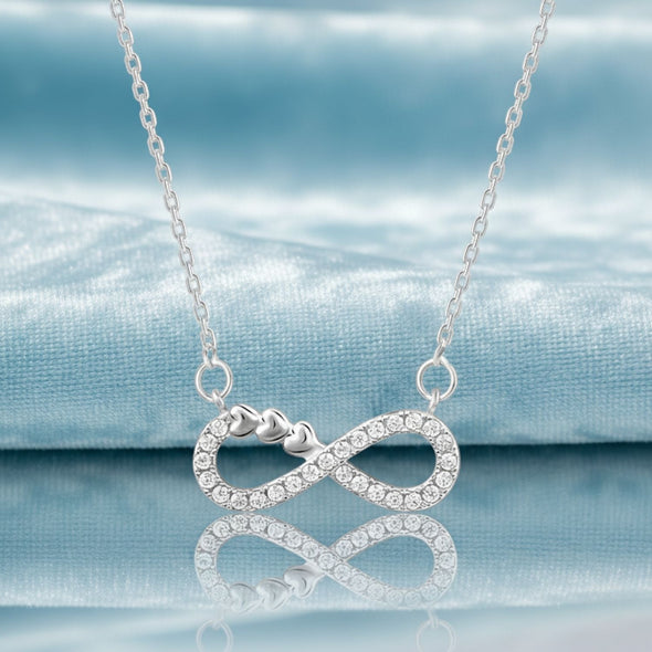 White Cz Infinity Heart Necklace 925 Sterling Silver