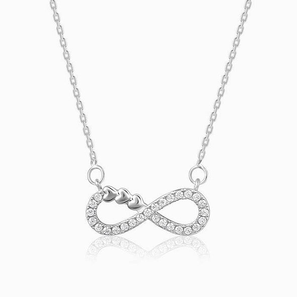 White Cz Infinity Heart Necklace 925 Sterling Silver