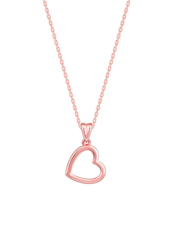Open Heart Pendant Necklace 925 Sterling Silver Rose Plated