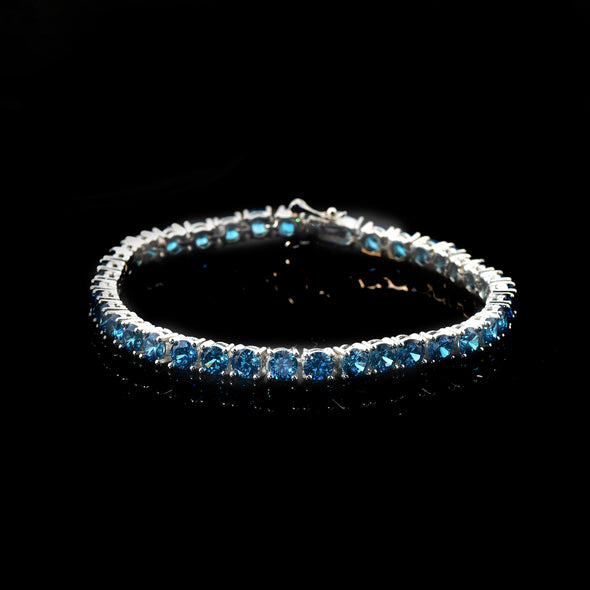 10 Ct Round Cut London blue Topaz Tennis Bracelet 925 Sterling Silver