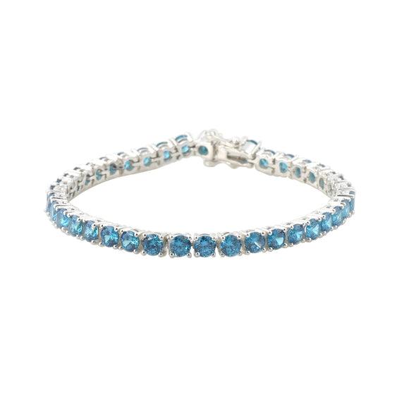 10 Ct Round Cut London blue Topaz Tennis Bracelet 925 Sterling Silver