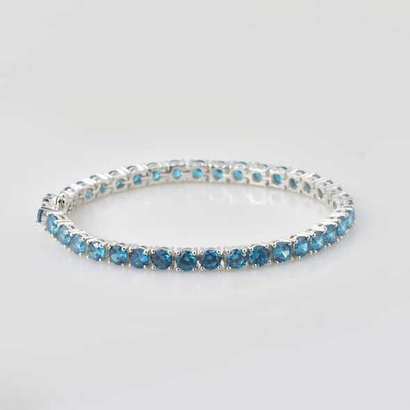 10 Ct Round Cut London blue Topaz Tennis Bracelet 925 Sterling Silver