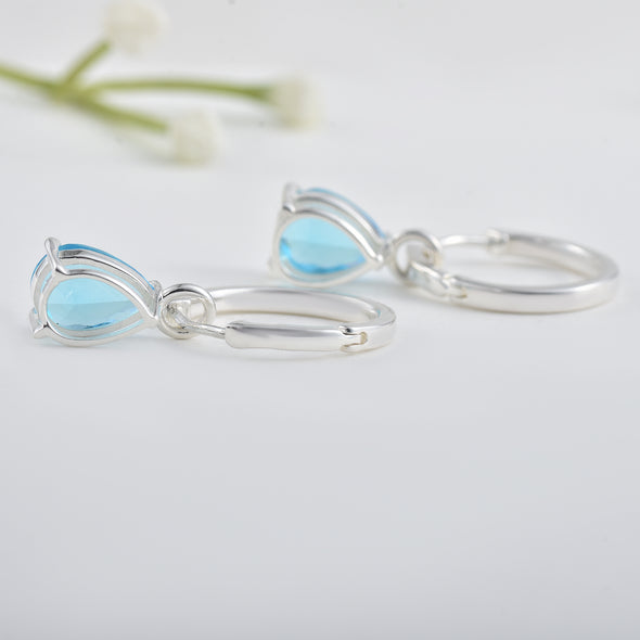5.00 Carat Pear Shape Swiss Blue Topaz Drop Earrings 925 Sterling Silver