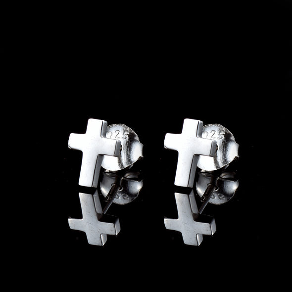 Minimalist Cross Stud Earrings 925 Sterling Silver