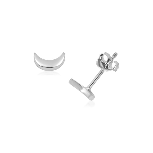 925 Sterling Silver Crescent Moon Stud Earrings