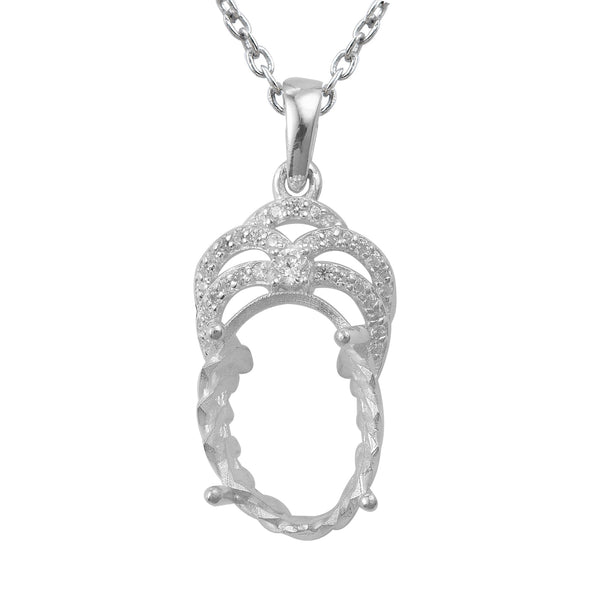 10.5 Carat Oval Semi-Mount Necklace 925 Sterling Silver