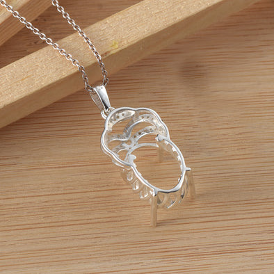 10.5 Carat Oval Semi-Mount Necklace 925 Sterling Silver