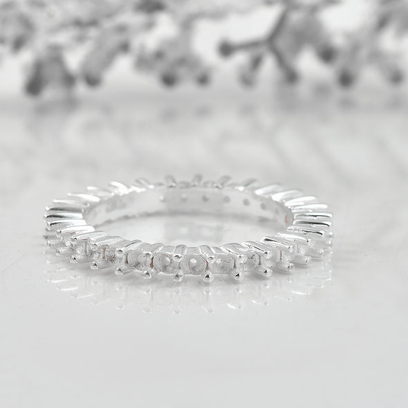 0.90 Ct Round Semi-Mount Eternity Ring 925 Sterling Silver