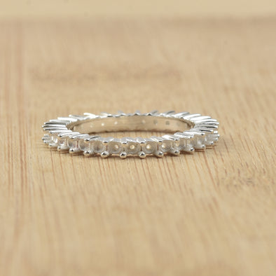 0.90 Ct Round Semi-Mount Eternity Ring 925 Sterling Silver