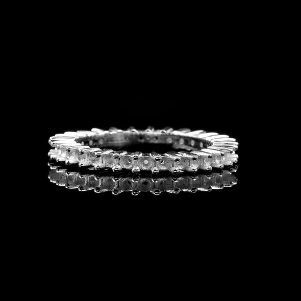 0.90 Ct Round Semi-Mount Eternity Ring 925 Sterling Silver