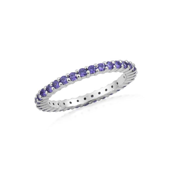 3.30 Carat Round Amethyst Eternity Band Ring 925 Sterling Silver