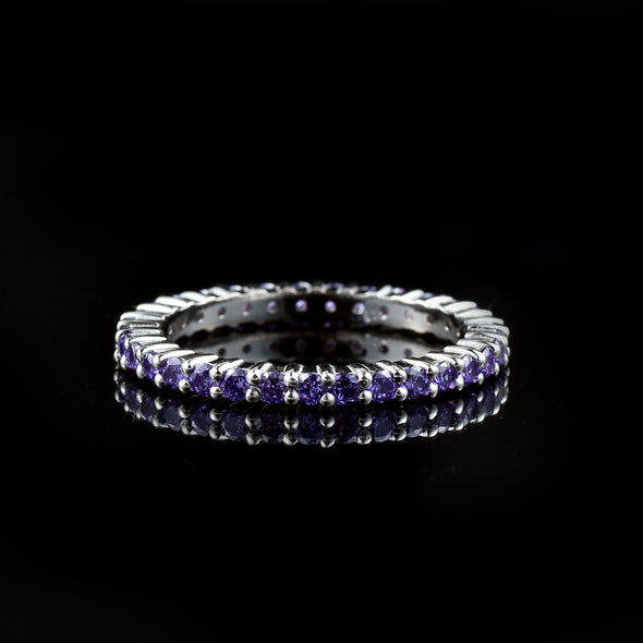 3.30 Carat Round Amethyst Eternity Band Ring 925 Sterling Silver