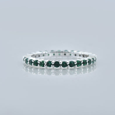 0.90 Ct Round Emerald Eternity Band Ring 925 Sterling Silver