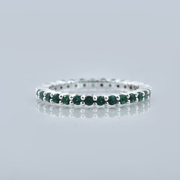 0.90 Ct Round Emerald Eternity Band Ring 925 Sterling Silver