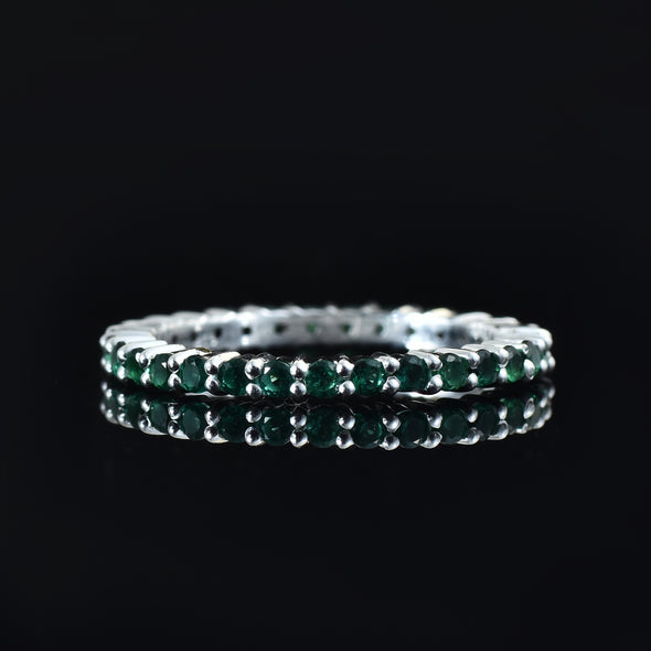 0.90 Ct Round Emerald Eternity Band Ring 925 Sterling Silver