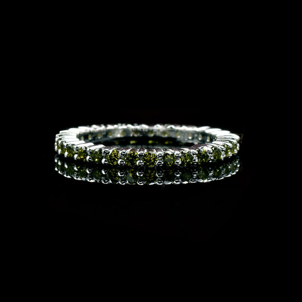 0.90 Ct Round Peridot Eternity Ring 925 Sterling Silver